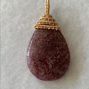 Strawberry Quartz gold Pendant